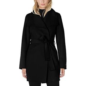 TAHARI Women's Lightweight Wool Wrap Coat with Tie Belt