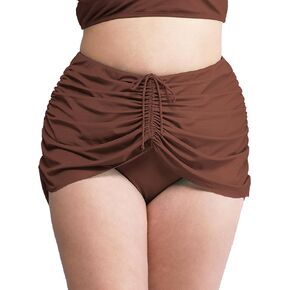 Women's Plus Size Bikini Bottoms High Waist Ruched Swim Short Tummy Control Full Coverage Swimsuit Swim Skirt