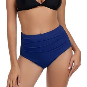 DAYOUNG Women High Waisted Bikini Bottoms Tummy Control Full Coverage Ruched Bathing Swimsuit Bottom
