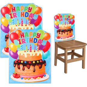 2 Pcs Birthday Chair Cover for Kids Classroom Seat Covers Folding Chair Covers for Kids Adults Class School Home Office Birthday Party Decorations