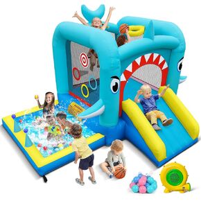 Culaluva Inflatable Bounce House: Jump Bouncer Castle Slide Combo - 7 in 1 for Kids 3-8 - with 370W Blower - for Indoor Outdoor Play