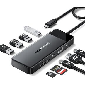 محطة إرساء Lemorele 13 في 1 USB C للشاشات الثلاثية، HDMI مزدوج 4K، 1000M RJ45، VGA، 4 USB 3.0/2.0، SD/TF، ​​صوت 3.5 مم، USB C 3.0، 100 وات PD، متوافق مع أجهزة الكمبيوتر المحمولة من النوع C