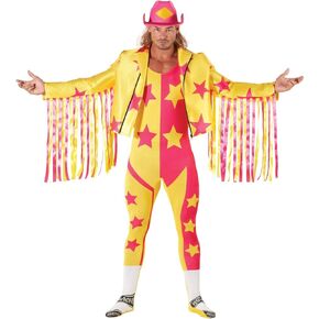 Morph Yellow Macho Man Randy Savage Costume, WWE Wrestler Outfit for Adults, Macho Man Dress-Up, Fun Party Attire, X-Large