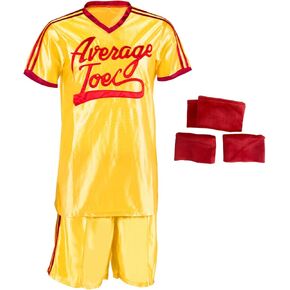 صفراء رياضة Dodgeball Jersey و Shorts with Handband and Wristbands Adult Adality Gym Halloween مجموعات أزياء الهالوين