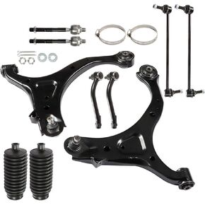 10Pcs Front Suspension Kit Front Lower Control Arm with Ball Joint Sway Bar Link Tie Rod End Replacement for Hyundai Santa Fe 2007-2012 Replacement for Kia Sorento 2011-2013
