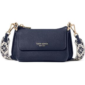 kate spade new york Double UP Pebbled Leather W-SF Webbed Strap Crossbody, Parisian Navy