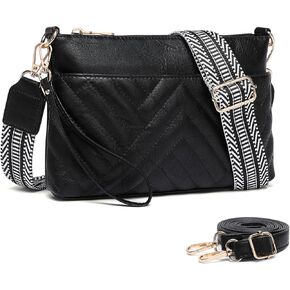 BAVERGE Small Crossbody Bags for Women Leather Wristlet Clutch Mini Purse Wallet with Card Slots 2 Adjustable Shoulder Straps