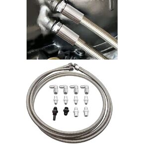 FZJDSD 70" 6AN Transmission Fluid Oil Cooler Hose Line kit Compatible with GM Chevy Transmission 4L80E TH350 TH400 4L60E 700R4 200-4R TR6060 Ford AOD 4R100 4R70W and C5 Stainless Steel Braided Hose