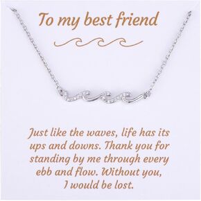 Kvekstio To My Best Friend Wave Charm Adjustable Necklace Gifts for Bestie BFF Soul Sisters, Wave Gift for Friendship Day