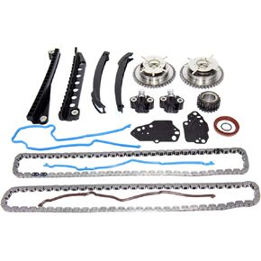 Timing Chain Kit with Tensioner Guides Cover Gaskets Cam Phaser Engine Variable Camshaft Timing Cam Phaser VCT VVTi Actuator Timing Sprocket Bolt Gaskets For TRITON 3-Valve F150 F250