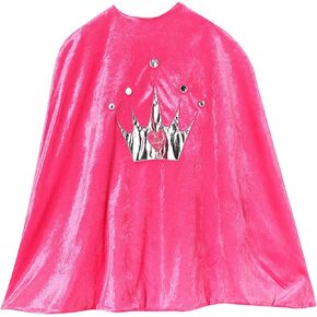 بنات 24 "Princess Crown Satin Cape - Hot Pink & Silver Crown