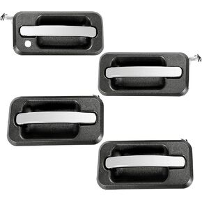 HECASA 4Pcs Exterior Door Handle Compatible with 2003-2009 Hummer H2 Base Replacement for 25845864 25845865 25845866 Front & Rear Driver Passenger Side (Chrome Lever & Black Housing)