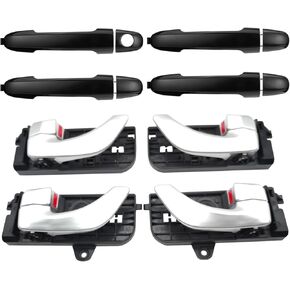 Set of 8 Exterior & Interior Door Handles for 2006-2008 Hyundai Sonata, Replaces 826513K000, 826103K020XZ
