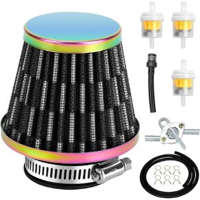 35mm (1-3/8") Motorcycle Air Filter Compatible with Taotao Coolster 125cc 110cc 90cc 70cc 50cc Baja Apollo SSR Sunl Kazuma ATV Quad 4 Wheeler Pit Dirt Bike Go Kart Scooter Moped Parts Rainbow