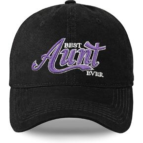 Auntie Hat, Best Aunt Ever Gifts, Adjustable Embroidered Baseball Cap Black
