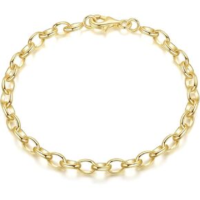 14K Gold Bracelets O-Shaped Cable Chain Bracelet for Women Round-Edge Gifts Gold Jewelry Bracelets 6.5/7/7.5/8/9 in