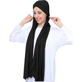 Instant Jersey Cotton Hijab Scarf for Women, Non-See Through Tieback Muslim Head Scarf