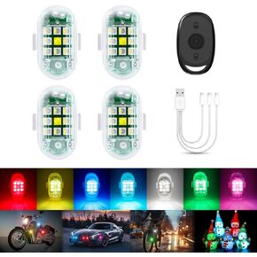 koongloonong اللاسلكي LED أضواء strobe مع التحكم عن بعد USB القابلة لإعادة الشحن RGB ضوء وميض تحذير الطوارئ مكافحة الاصطدام Mini للدراجة النارية للدراجات النارية RC 4pcs