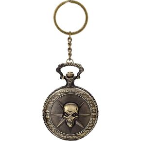 Premium Pocket Watch Metal Keychain Skull 2 Retro Vintage for Gifting With Key Ring Anti-Rust (Pack Of 1)