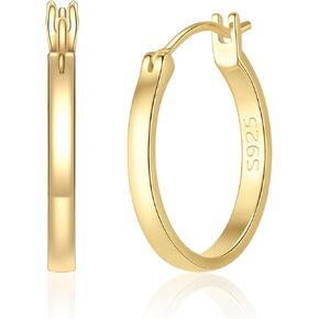 14K Gold Hoop Earrings for Women, 14K Gold Earrings, Dainty Hypoallergenic Vermeil Earrings Hoops, 14K Gold Plated 925 Sterling Silver, 20mm/30mm