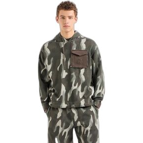 Armani Exchange Men's Camo Print with Contrast Pocket Hooded Sweatshirt in Kuwait