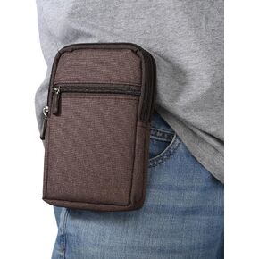 Men's Mobile Phone Holster with Belt Clip, Cell Phone Belt Bag Black, Smartphone Waist Bag Zipper Mobile Phone Holster Waist Pouch Fanny Pack Wallet with Carabiner Belt Loop for Outdoor Sport Travel