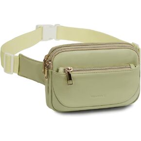 TINYAT Fanny Pack for Women Belt Bag 3-Zipper Pocket Crossbody Waist Bag with Adjustable Strap PU Sling Purse Fashion Bum Bag