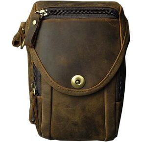 Vintage Leather Phone Belt Bag Waist Pack for Outdoor Travel Flip Phone Case Holster Bum Fanny Pouch Money Coin Purse Wallet Small Shoulder Pocket