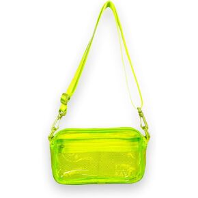 Clear Crossbody Bag - Neon Rave Bag - Clear Festival Bag for Women Men - Jelly Bag - Vegan Leather Carry Bag