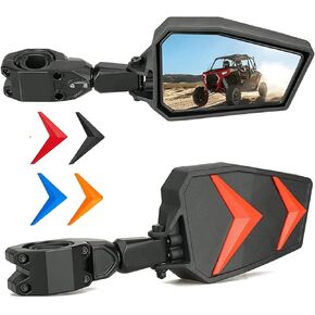Youxmoto UTV RZR Side Mirrors, Fits 1.75-2" Roll Bar, Compatible with Polaris RZR 570 800 900 XP1000, Rhinos 450 660 700, Pioneer 1000, With 4 Color Inserts, Adjustable Aluminum Clamp