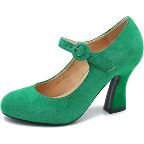 Women's Pumps Ankle Strap High Heels Close Toe Classic Comfortable Chunky Heel Mary Jane Shoes for Women Dressy Wedding Party