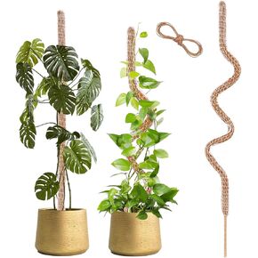 HuiPoLii Moss Poles, 1 Pack 46in Natural Coco Coir Moss Poles for Plants, DIY Shape, Indoor Plant Support