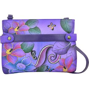 Anna by Anuschka Women's Original Hand-Painted Genuine Leather Medium Crossbody