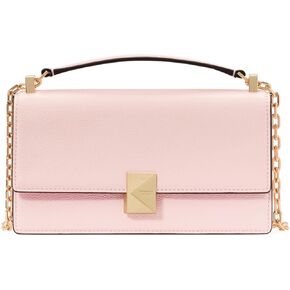 kate spade new york Deco Pebbled Leather Mini Flap Chain Crossbody, Pastry Pink