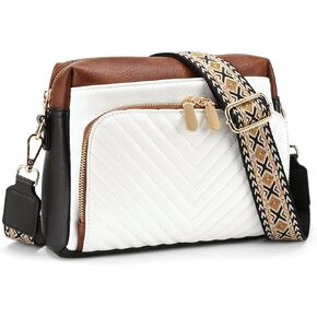 GAEKEAO Quilted Crossbody Bags for Women Vegan Leather Purses with Wide Strap,Women's Crossbody Travel Purse Built in Wallet