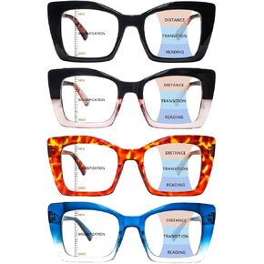 COJWIS Multifocus Progressive Reading Glasses for Women - Bifocal Computer/Book Readers Blue Light Blocking