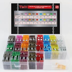 220 PCS TMH Standard & Mini Car Fuse Fuse Kit ، 100 صمامات قياسية + 120 مجموعة أوسيات أوتوموتيف طقم ميني (2A 3A 5A 7A 10A 15A 20A 25A 30A 40A) - ل RV ، TRACK ، MARINE ، AUTO ASCESORIES