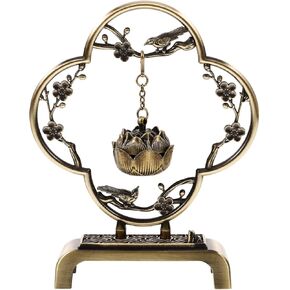 Homoyoyo Mini Hanging Thurible Incense Burner | Vintage Alloy Censer with Chain Rack | Retro Lotus Ball Ornament for Incense Cones/Charcoal | Compact Aromatherapy Decor for Home,Meditation&Present