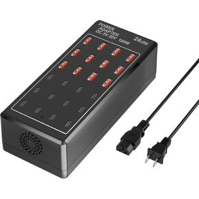 USB Charging Station, USB C Charger Station 24-Port 100W(20A), USB A Charger Block, fast Charger Desktop Station, Multi-Function Smart Charger for Apple iPhone iPad Samsung Laptop Pixel
