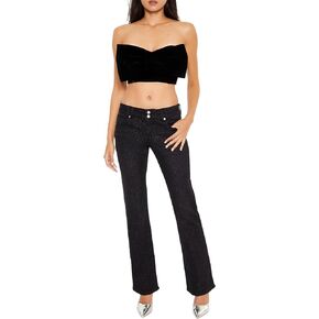 Forever 21 Women's Sequin Low-Rise Bootcut Jeans