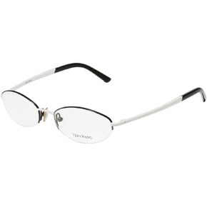 Vera Wang V122 Womens/Ladies Designer Half-rim Flexible Hinges Eyeglasses/Eyewear (49-17-135, Black/White)