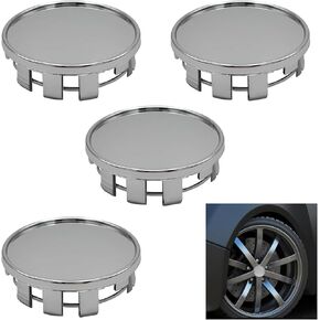 4 PCS Center Center Cap ، غطاء حماية من الغبار المقاوم للصدأ ، تصميم حلقة فولاذية مزخرفة سلس من البلاستيك لتركيب مكافحة التآكل ، لمعظم ملحقات الإطارات للسيارات (الفضة)