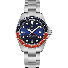 Certina ، Mens ، DS Action GMT 41 مم ، الفولاذ المقاوم للصدأ ، 80 أوتوماتيكية ، ساعة ، بليو ، الفولاذ المقاوم للصدأ ، C0329291104100