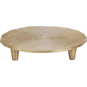 Kate and Laurel Sancia Decorative Round Embossed Metal Tray with Feet, 10 Inch Diameter, Gold, Modern Circle Footed Coffee Table Tray for Use as Kitchen Counter Display or Living Room Decor Accent