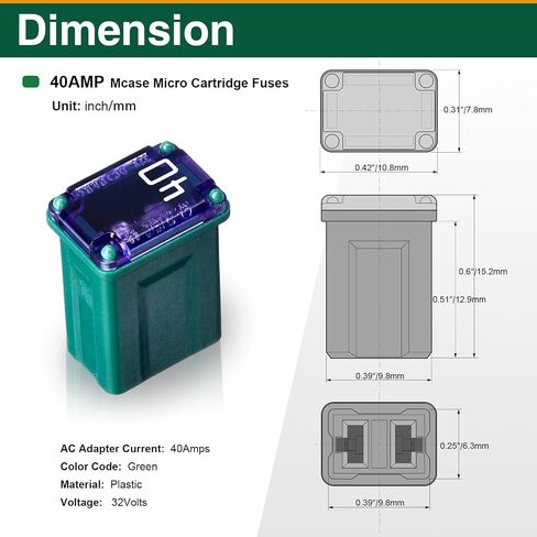 10PCS 30Amp Micro Cartridge Fuses, Low Profile FMM/MCASE Type 608830 Car Fuses for Car, SUV, Truck, Box-Shaped Blade in Kuwait
