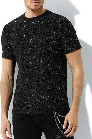Arjen Kroos Men's Sequin Disco Shirts Short Sleeve Sparkly Rave Hot Tops in Saudi Arabia