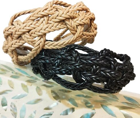 i-lan 2 Pack Rattan Headbands with Bowknot,Comfy Black Beige Head Bands with 2 Inch Width,Boho Padded Hair Band Headwear Hoop for Girls,Ladies,Women in Saudi Arabia