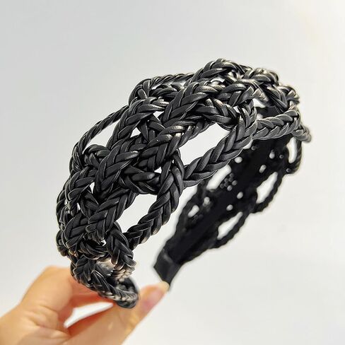 i-lan 2 Pack Rattan Headbands with Bowknot,Comfy Black Beige Head Bands with 2 Inch Width,Boho Padded Hair Band Headwear Hoop for Girls,Ladies,Women in Saudi Arabia