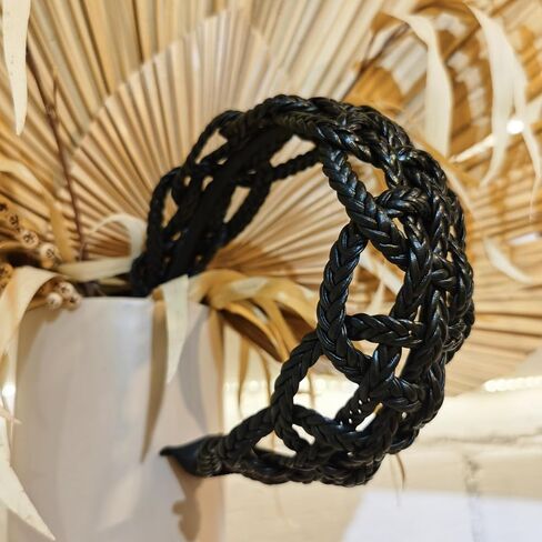 i-lan 2 Pack Rattan Headbands with Bowknot,Comfy Black Beige Head Bands with 2 Inch Width,Boho Padded Hair Band Headwear Hoop for Girls,Ladies,Women in Saudi Arabia