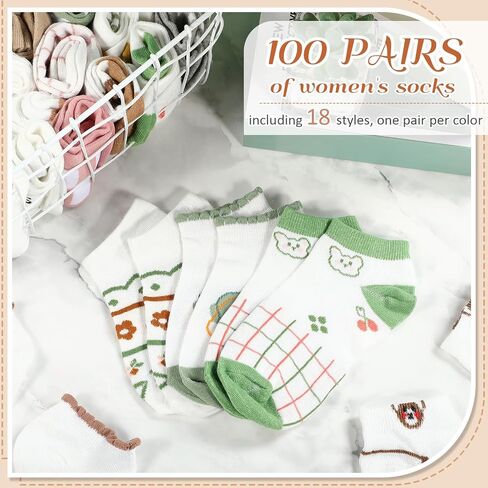 Mumufy 100 أزواج 100 جوارب جماعية على غرار النساء منخفضة الجوارب الكاحل الجزء الأكبر مع أنماط مطرزة لطيفة لا إظهار جورب رفيع رفيع المستحسن للتمرينات الترفيهية الجري ، والسيدات بلا مأوى. in Saudi Arabia